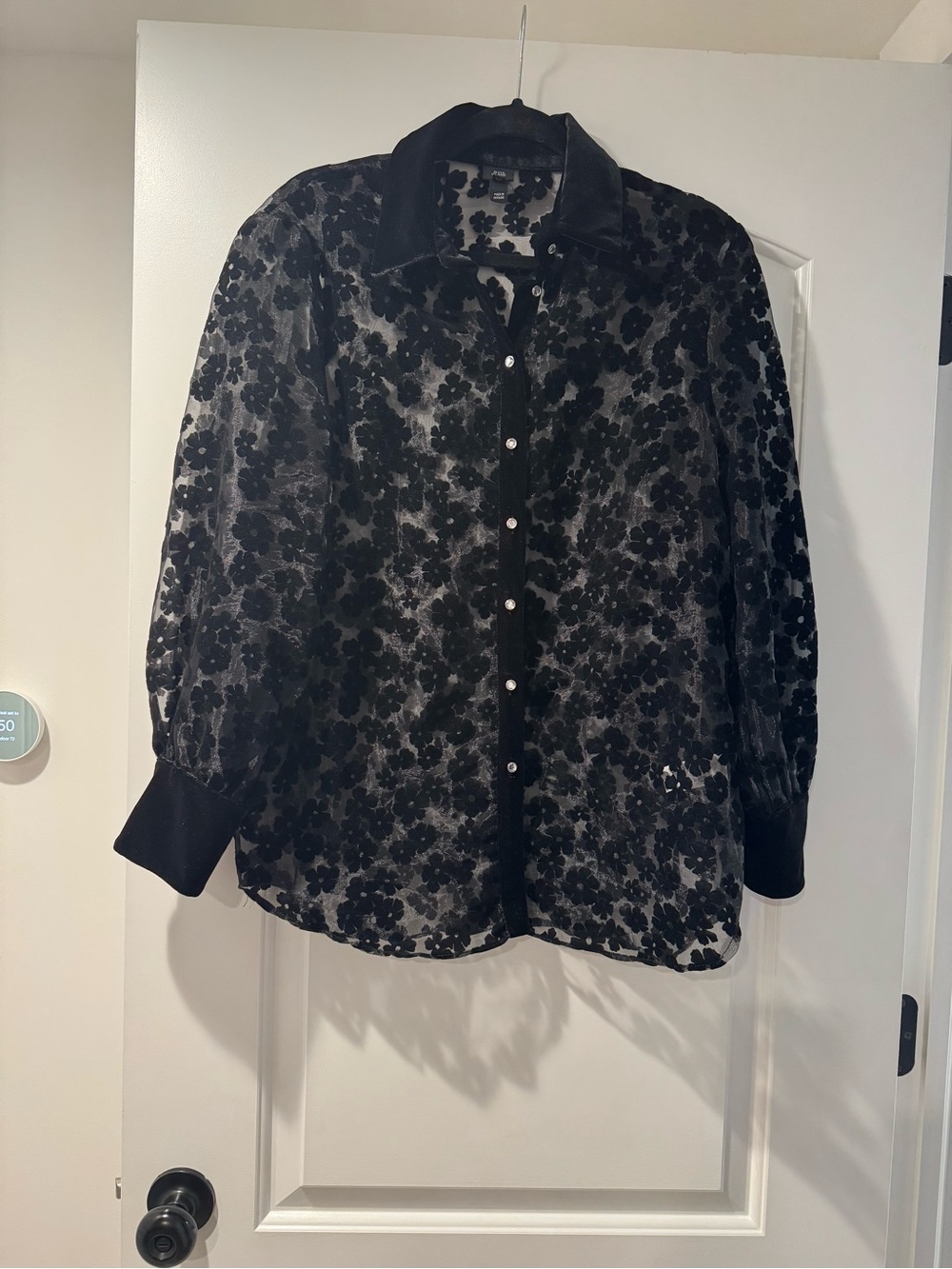 NWOT River Island Black Floral Button-Down Blouse size L